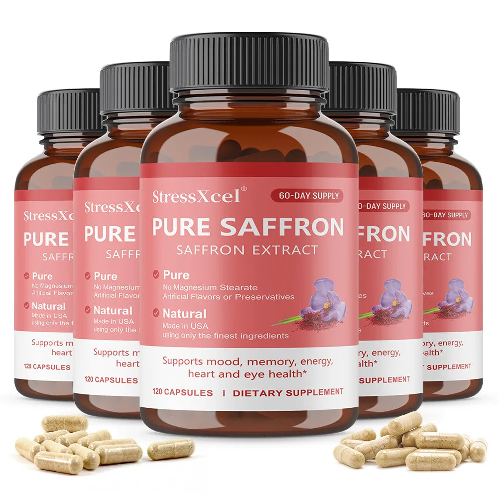 Natural Saffron Mood & Focus Capsules - 120ct Non-GMO