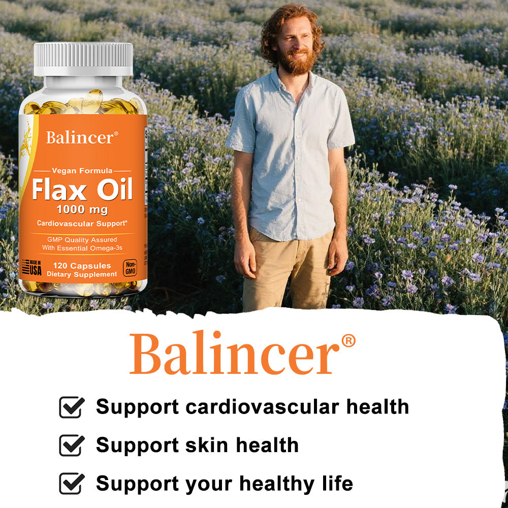 Omega 3 Flax Oil Capsules - Boost Heart & Hair Health