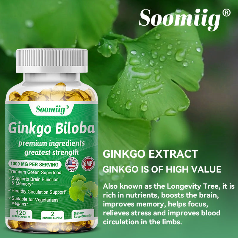 Ginkgo Biloba 1000mg, Boost Memory & Cognition, Gluten-Free