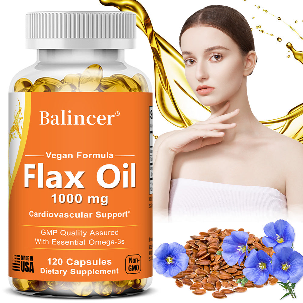 Omega 3 Flax Oil Capsules - Boost Heart & Hair Health