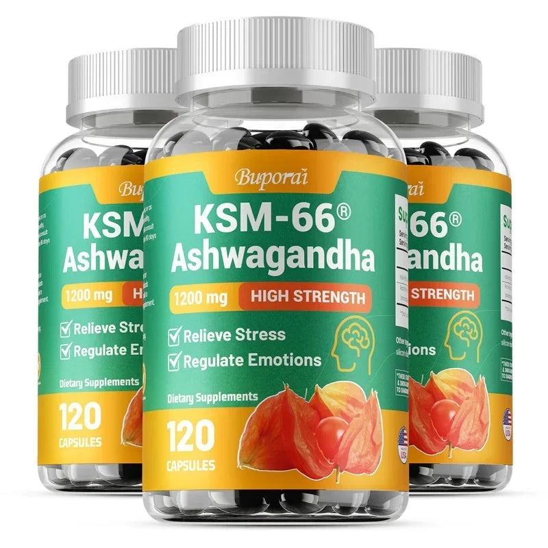 KSM-66 Ashwagandha Extracts Capsules - Relieve Stress and Mood, Promote Sleep Quality, Increase Focus and Brain Health