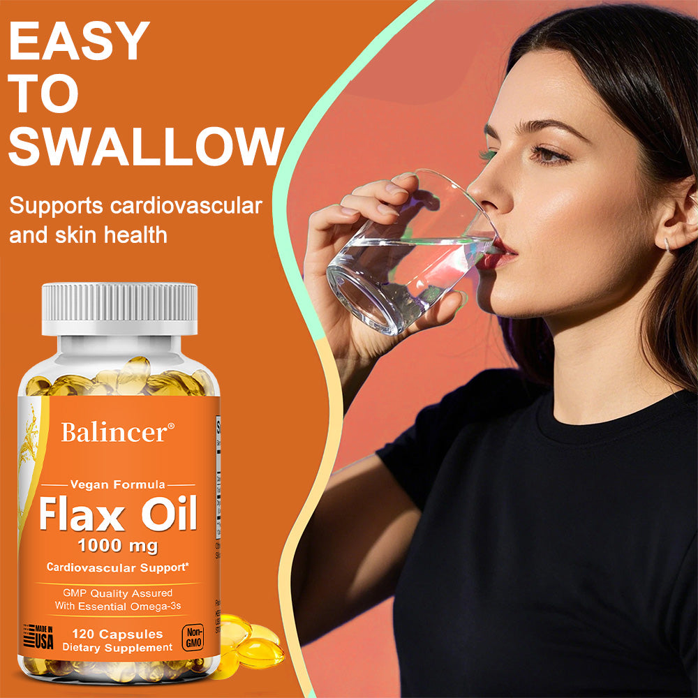 Omega 3 Flax Oil Capsules - Boost Heart & Hair Health