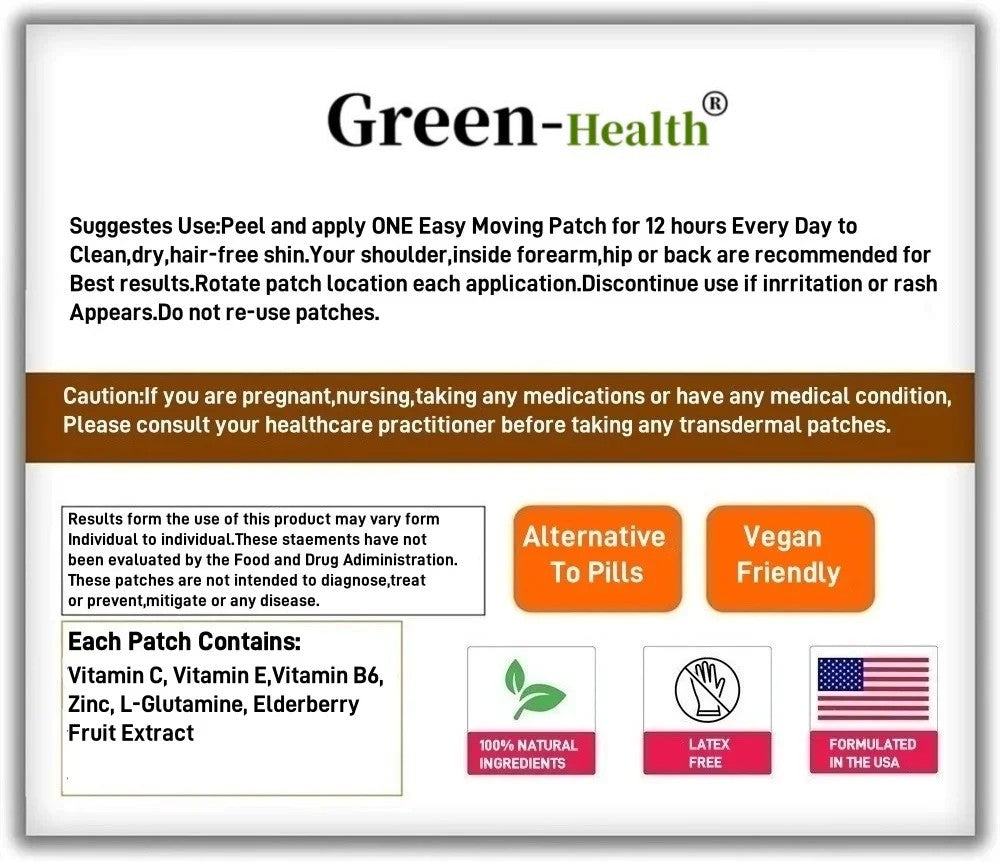 Transdermal Patches: Elderberry Immune Patches with Zinc & Vitamins - 30 Pack