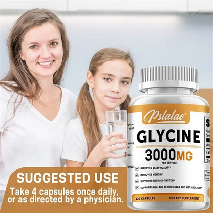 Glycine Supplement - Promotes Restful Sleep and Relaxation, Muscle, Bone, Joint, Brain and Heart Health, Vegan