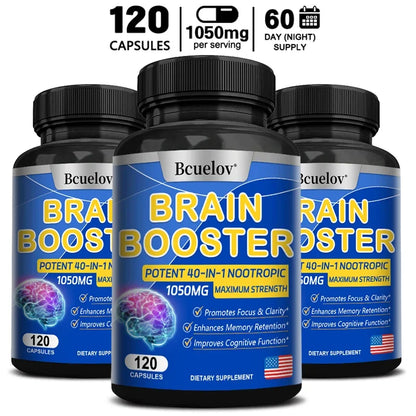 Brain Supplement 40-in-1: Boost Memory & Focus, 1050mg Formula