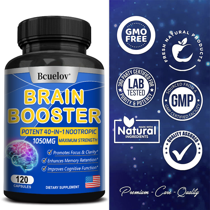 Brain Supplement 40-in-1: Boost Memory & Focus, 1050mg Formula