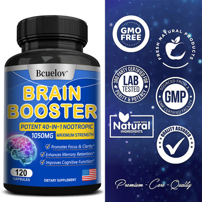 Brain Supplement 40-in-1: Boost Memory & Focus, 1050mg Formula