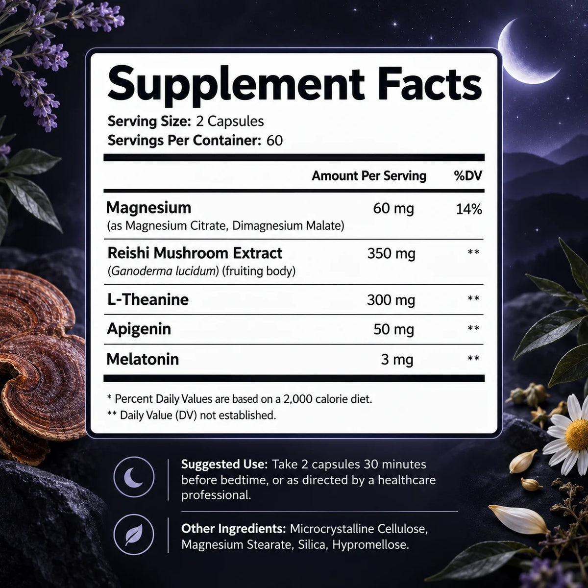 Dream Capsules - Calm Mood, Relaxation, Relieve Insomnia, For Deep Sleep, Improve Focus, Brain Health, Enhanced Mental Clarity