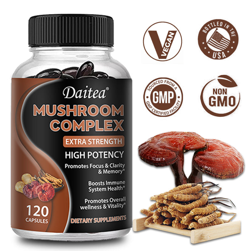 Mushroom Supplement: Lion's Mane Cordyceps Brain Boost & Immune Support Supplement