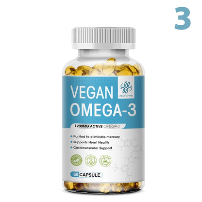 1200mg Vegan OVEGA-3 Plant-Based Omega-3 from Algal Oil Daily Supplement, Rich DHA & EPA, Supports Brain, Eye & Heart Health