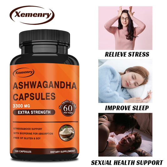 Ashwagandha Capsules - Stress Relief & Memory Boost, 120 Ct
