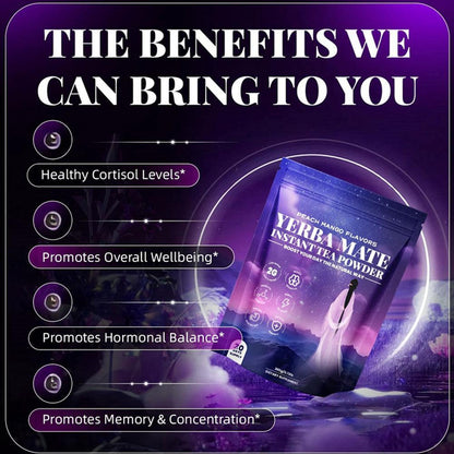 Yerba Mate Peach-Mango Tea Powder with Probiotics & Prebiotics