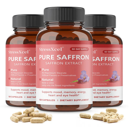 Natural Saffron Mood & Focus Capsules - 120ct Non-GMO