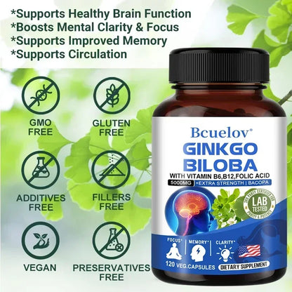 Ginkgo Biloba 5000mg Extra Strength - Boost Memory & Focus