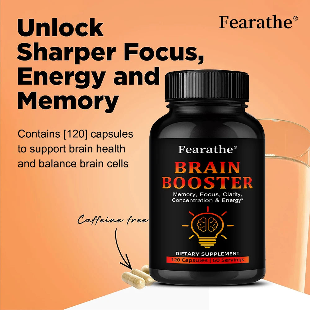 Nootropic Brain Booster Capsules - Folate, Vitamin B12 & Ginkgo Biloba, Memory Focus & Cognitive Enhancement, Vegan Non-GMO