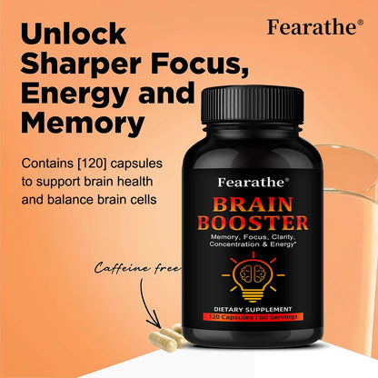 Nootropic Brain Booster Capsules - Folate, Vitamin B12 & Ginkgo Biloba, Memory Focus & Cognitive Enhancement, Vegan Non-GMO