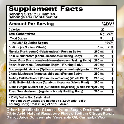 Mushroom Gummies - Boost Memory & Focus, Enhance Immunity