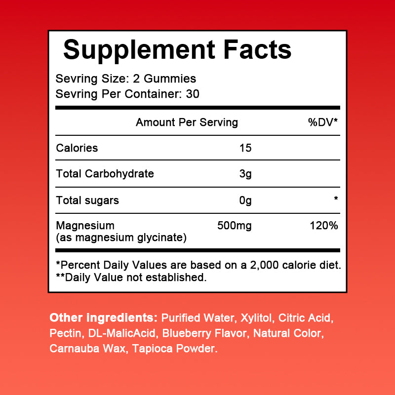 Magnesium Glycinate Gummies 500MG - Sleep & Immunity Boost