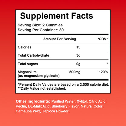 Magnesium Glycinate Gummies 500MG - Sleep & Immunity Boost