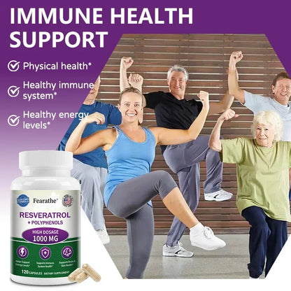 Extra Strength Resveratrol, Antioxidant Supplement, Anti-Aging, Heart Health, Immune System & Brain Function, Non-GMO