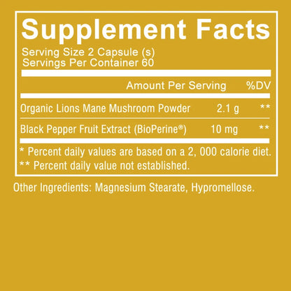 Natural premium brain-boosting Lion’s Mane Mushroom Capsules – Lion’s Mane Mushroom Supplement