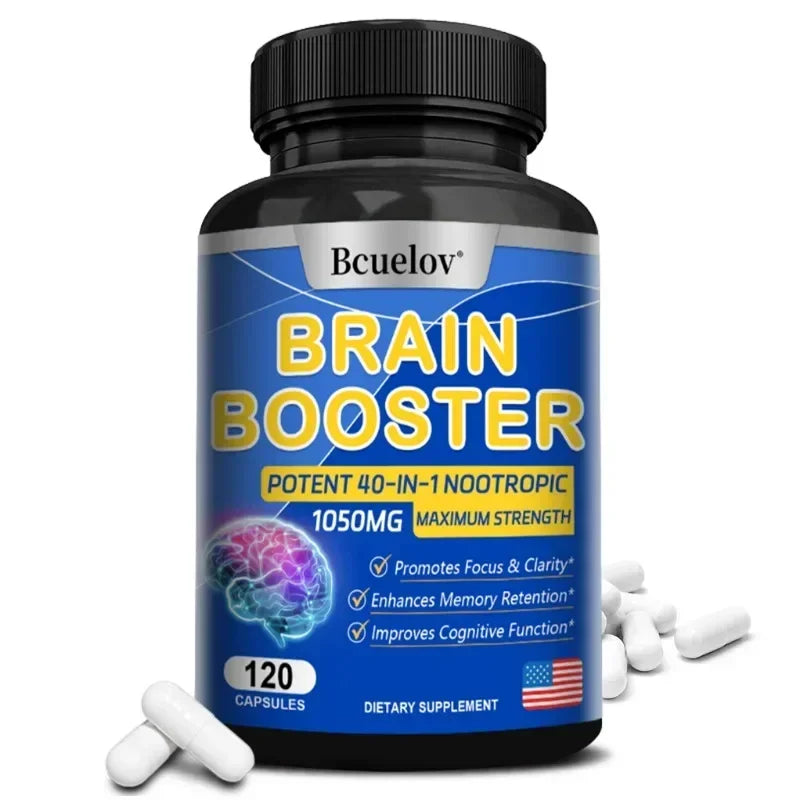 Brain Supplement 40-in-1: Boost Memory & Focus, 1050mg Formula