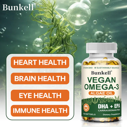 Vegan Omega 3 Algae Oil - DHA & EPA for Heart & Brain Health
