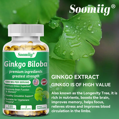 Ginkgo Biloba 1000mg, Boost Memory & Cognition, Gluten-Free
