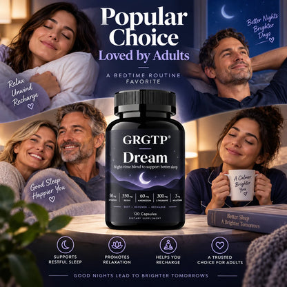 Dream Capsules - Calm Mood, Relaxation, Relieve Insomnia, For Deep Sleep, Improve Focus, Brain Health, Enhanced Mental Clarity