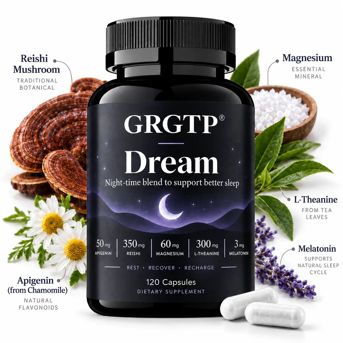 Dream Capsules - Calm Mood, Relaxation, Relieve Insomnia, For Deep Sleep, Improve Focus, Brain Health, Enhanced Mental Clarity