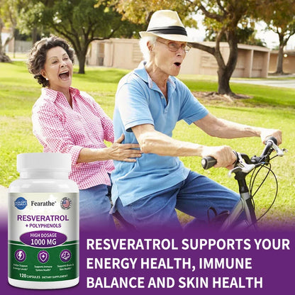 Extra Strength Resveratrol, Antioxidant Supplement, Anti-Aging, Heart Health, Immune System & Brain Function, Non-GMO