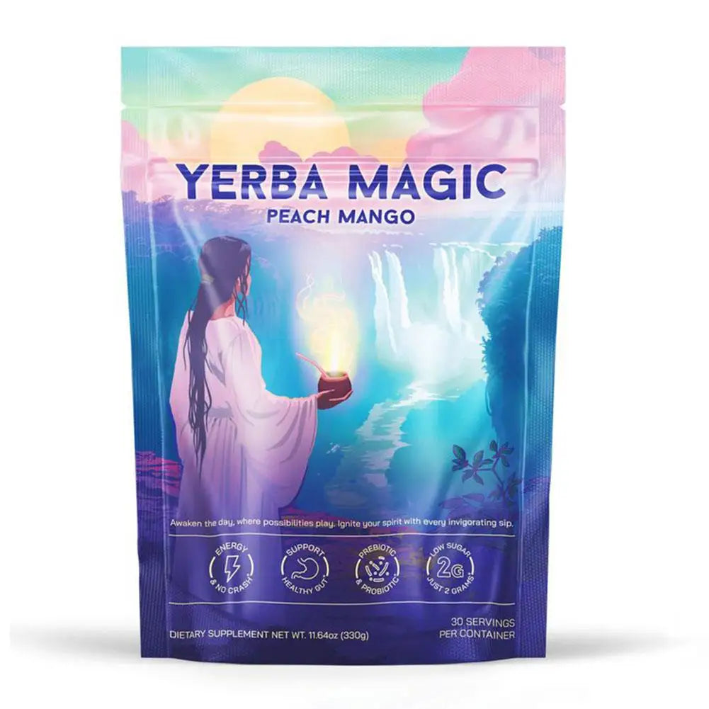 Yerba Mate Peach-Mango Tea Powder with Probiotics & Prebiotics