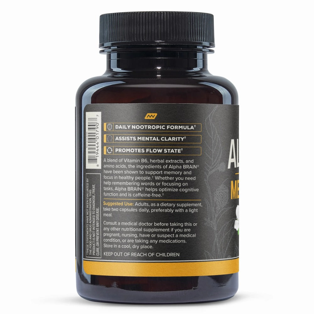 Alpha BRAIN Nootropics: Boost Memory & Focus, 60 Capsules