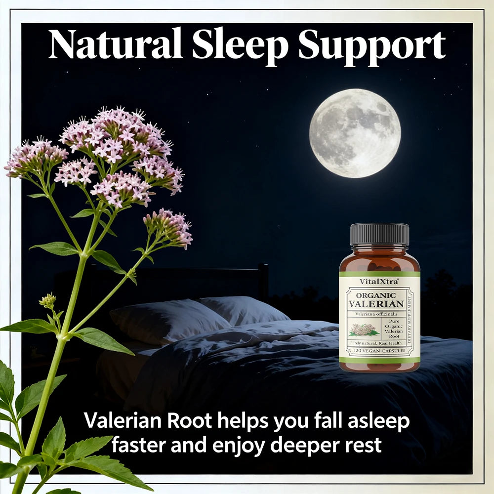 Premium Valerian Root Capsules 450mg, Natural Sleep & Relaxation Support, Relieves Stress, Vegan Non-GMO, for Men & Women