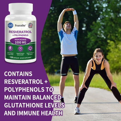 Extra Strength Resveratrol, Antioxidant Supplement, Anti-Aging, Heart Health, Immune System & Brain Function, Non-GMO