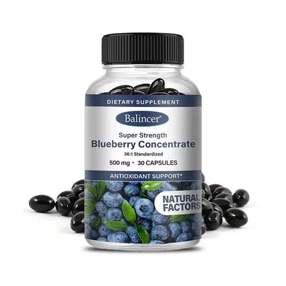 Brain Supplement Blueberry Capsules 500mg - Brain & Heart Health, 120 Count