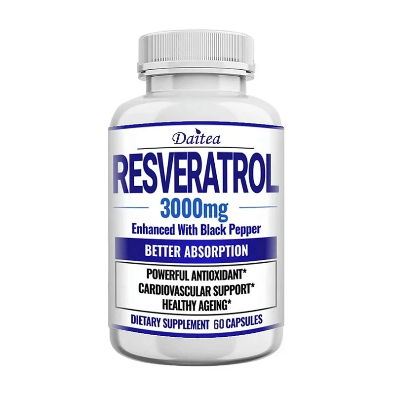 Resveratrol Supplement 3000mg - Healthy Aging & Heart Health, 120 Caps