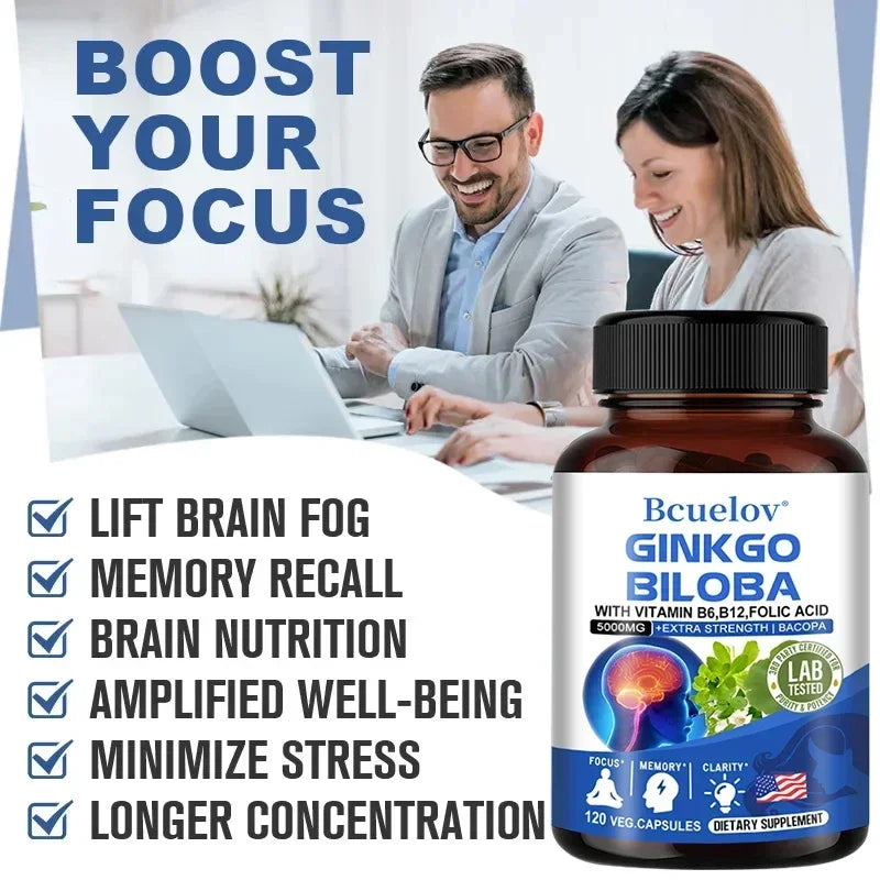 Ginkgo Biloba 5000mg Extra Strength - Boost Memory & Focus