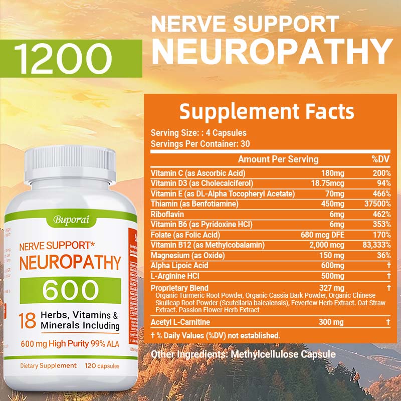 Neuropathy Supplement 600mg - Boost Nerve Health & Energy