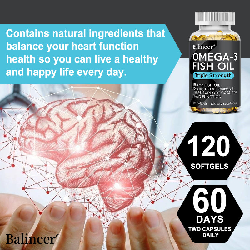 Omega 3 Fish Oil - DHA & EPA - Brain & Heart Health - 120 Caps