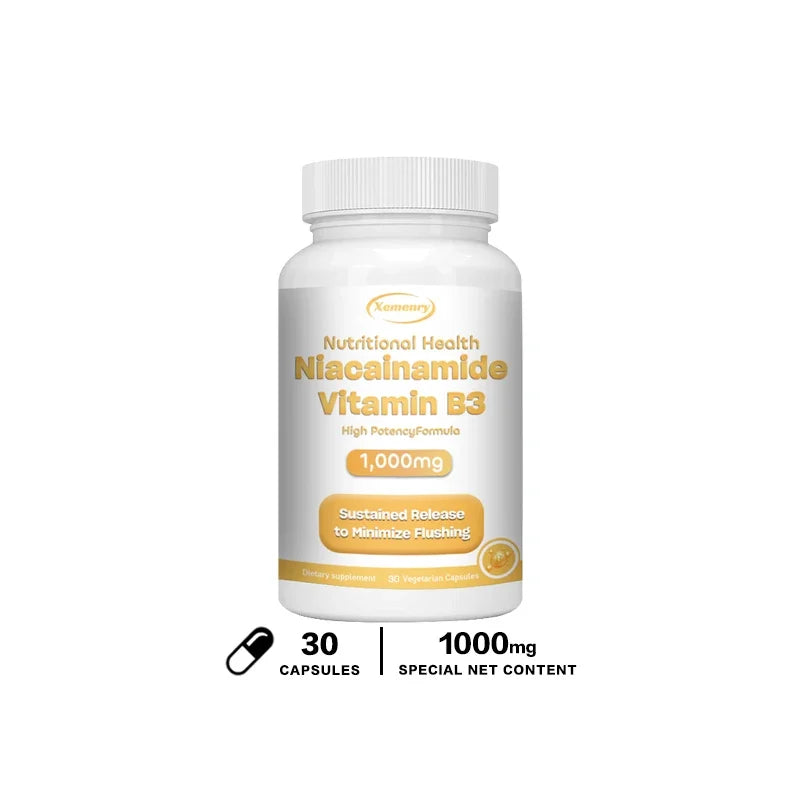 Niacinamide Vitamin B3 Capsules - Supports Skin, Brain Function and Heart Health, Boosts Energy and Improves The Immune System