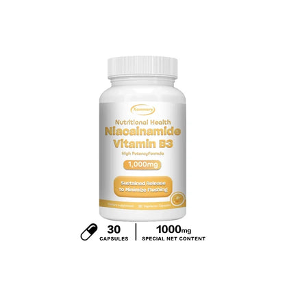 Niacinamide Vitamin B3 Capsules - Supports Skin, Brain Function and Heart Health, Boosts Energy and Improves The Immune System