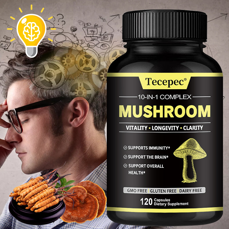 Brain Supplement: Mushroom Complex - Boost Memory & Focus, Fight Stress