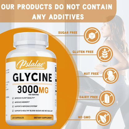 Glycine Supplement - Promotes Restful Sleep and Relaxation, Muscle, Bone, Joint, Brain and Heart Health, Vegan