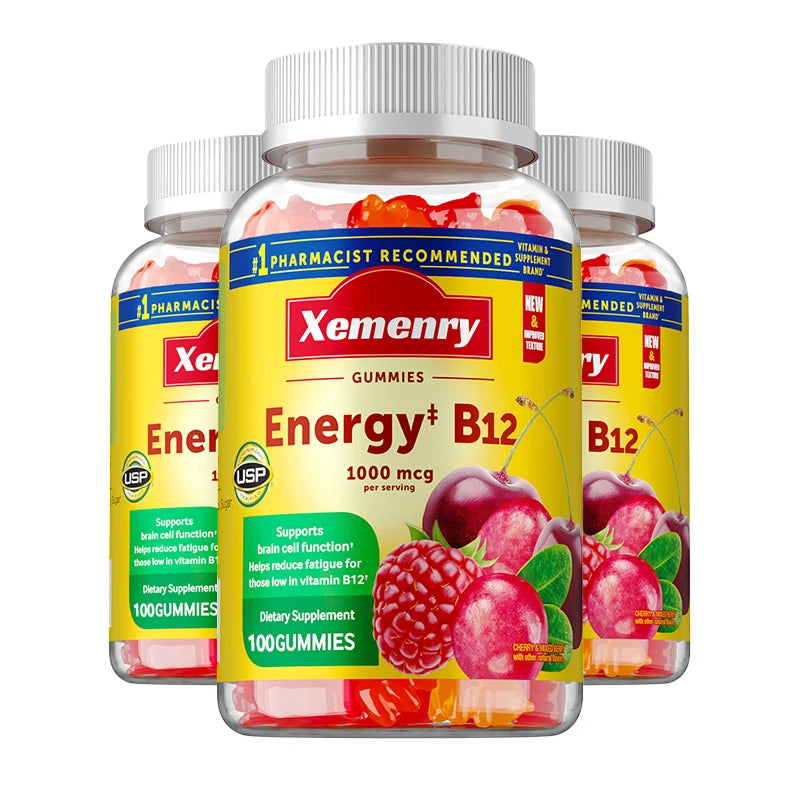 Vitamin B12 Gummies - Reduces Fatigue, Energy Production, Supports The Nervous System, Brain, Heart Health, Brain Cell Function