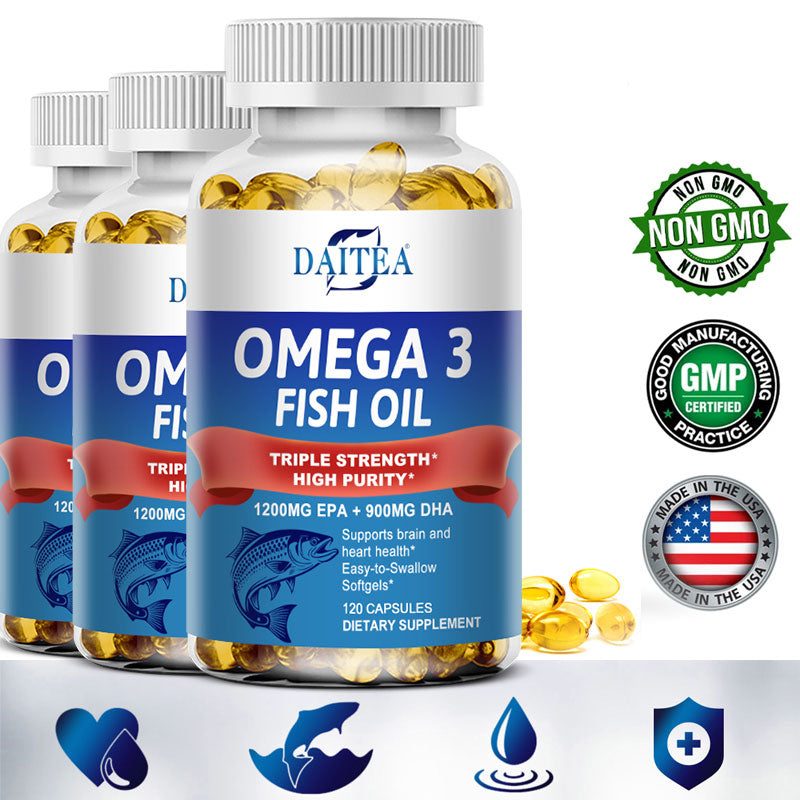 Omega 3 Fish Oil - Triple Strength EPA & DHA, 30/60/120 Caps