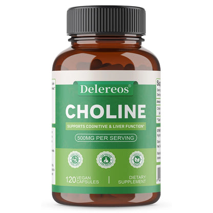 Choline, 500 Mg Per Serving, 120 Capsules | Supports Memory & Focus, Liver Function and Mental Clarity for Women and Men