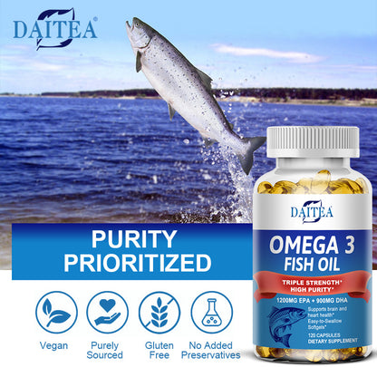 Omega 3 Fish Oil - Triple Strength EPA & DHA, 30/60/120 Caps