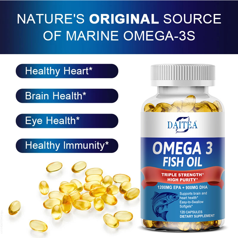 Omega 3 Fish Oil - Triple Strength EPA & DHA, 30/60/120 Caps