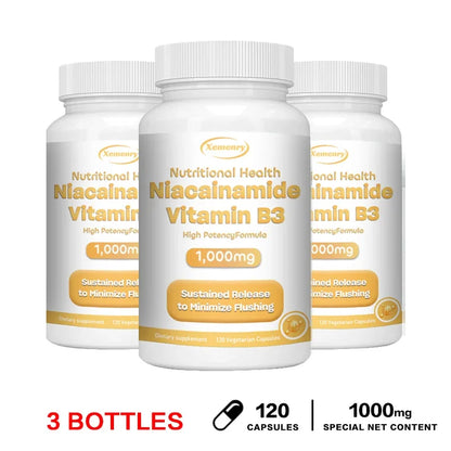 Niacinamide Vitamin B3 Capsules - Supports Skin, Brain Function and Heart Health, Boosts Energy and Improves The Immune System